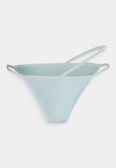 Light blue bikini bottom with thin straps and a smooth texture. Minimalist design with no visible patterns or accents.