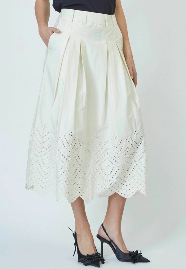 POPPYCC ANGLAISE SKIRT - Faltenrock - bone