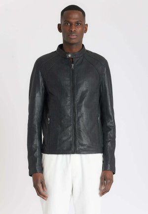 LENI PERFORATED - Leren jas - black