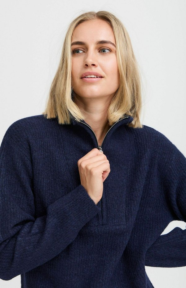 PZASTRA Zipper Roll Neck - Sweatshirt - dark sapphire melange4