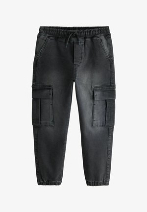Next, LOOSE FIT ELASTICATED WAIST DENIM CARGOS JEANS - Laisvo kirpimo džinsai - black