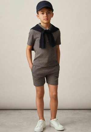 ERNIE GEOMETRIC JACQUARD - Träningsbyxor - navy tobacco brown