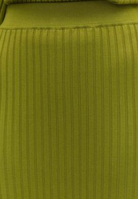 Jupe vert côtelée avec des rayures verticales, fabriquée à partir d'un tissu doux et texturé avec une taille élastique pour le confort.