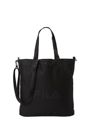 Bolsa tote negra FILA con asas dobles y correa de hombro desmontable, forma rectangular, logo discreto en el frente.