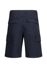 Pantaloncini cargo blu navy con una vestibilità rilassata, dotati di più tasche a toppa, passanti per cintura e un morbido tessuto in misto cotone.