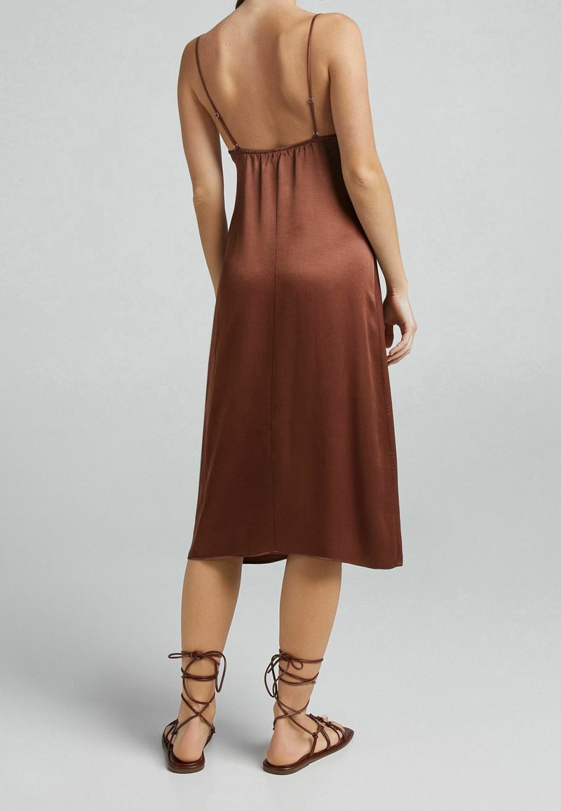 bershka satin midi dress Satin midi dress - Women