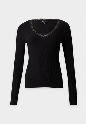 ONLY, ONLSARA SHARAI L/S V-NECK TOP JRS - Pitkähihainen paita - black