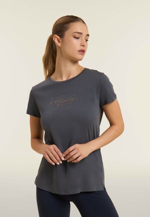 CON MINI SPACCHI LATERALI E IN STRASS - T-shirt imprimé - blue