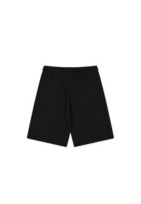 Zwarte shorts van katoen, met een elastische tailleband, rechte pasvorm en een gladde textuur zonder zichtbare patronen of accenten.