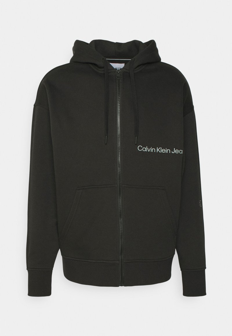 Calvin Klein Jeans OFF PLACED INSTIT ZIP THROUGH - Zip-up sweatshirt -  black - Zalando.de