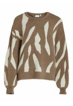 Juli Jaquard L S Knit Top Black White Sand
