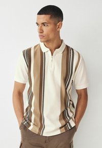 Next VERITCAL STRIPE - REGULAR FIT - Pikeepaita - neutral white