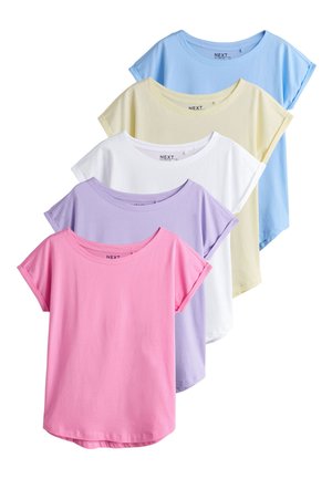 Next, 5 PACK - Lihtne T-särk - purple blue butter yellow pink white