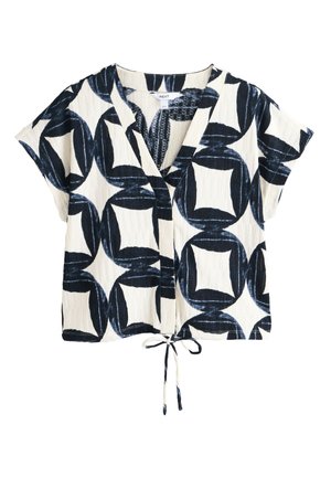 Next, REGULAR FIT - TEXTURED V-NECK TIE FRONT SHORT SLEEVE TOP . - Blúzka - geo print