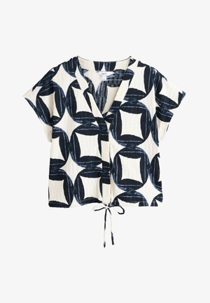 Next, REGULAR FIT - TEXTURED V-NECK TIE FRONT SHORT SLEEVE TOP . - Pluus - geo print