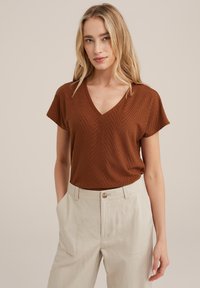 WE Fashion Jednoduché tričko - brown