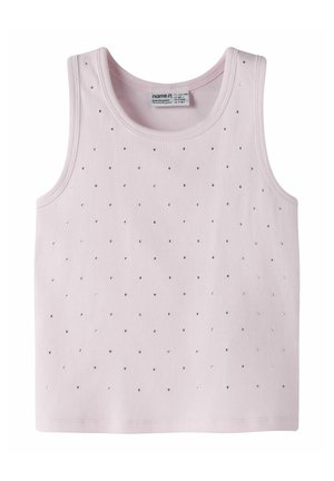 Light pink ribbed sleeveless top with small evenly spaced silver studs, designed for children aged 7-8 years.