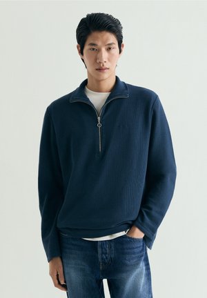 Scalpers SCALPERS HALFZIP TEXTURE SWEATER - Jersey de punto - navy
