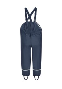 Jūras spēku ūdensizturīgas kombinezoni ar regulējamiem krusteniski izvietotiem siksnām, elastīgu jostasviedru un atstarojošiem akcentiem uz apakšējām kājām. piemēroti ārējai lietošanai.