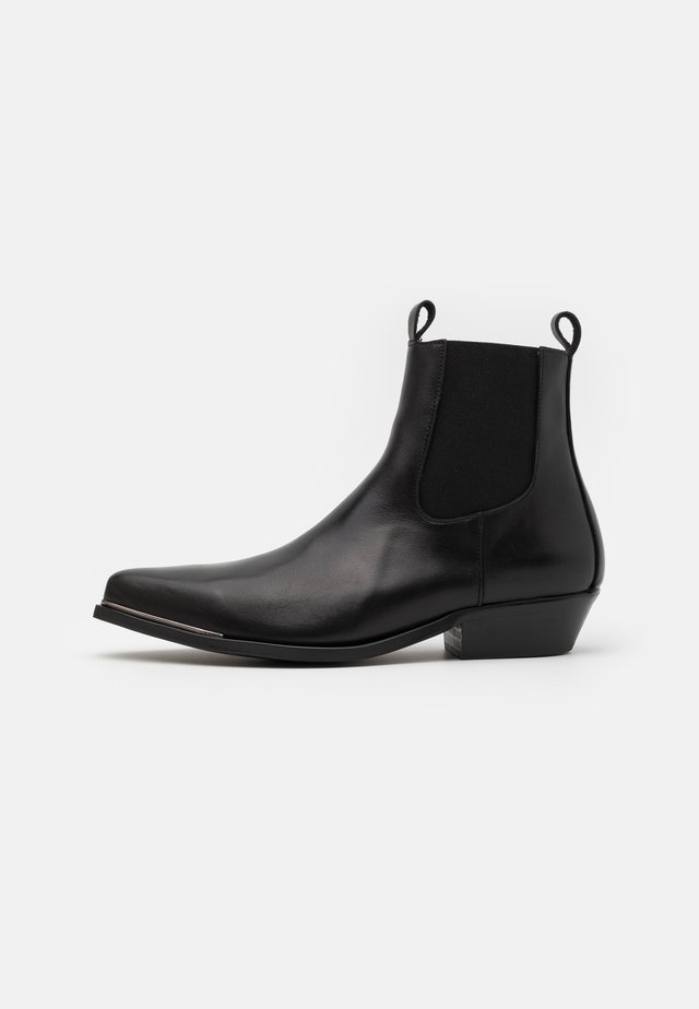Bottes Santiag Pour Homme Porto Leone Taille 40 - Cuir Noir Neuves Sans Emballage