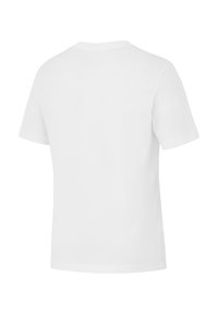 T-shirt a maniche corte, collo rotondo, in cotone bianco solido. Taglio classico, texture liscia, senza motivi o accenti. Vista posteriore mostrata.