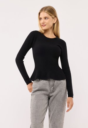 Terranova, MAGLIA PEPLUM EFFETTO LUCCICANTE - Maglione - nero