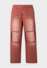 CHINESE NEW YEAR CANVAS DOUBLE KNEE PANTS UNISEX - Bukser - mahogany nin