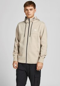 Jack & Jones - JCOAIR ZIP HOOD - Vetoketjullinen college - oxford tan melange Pienoiskuva 1