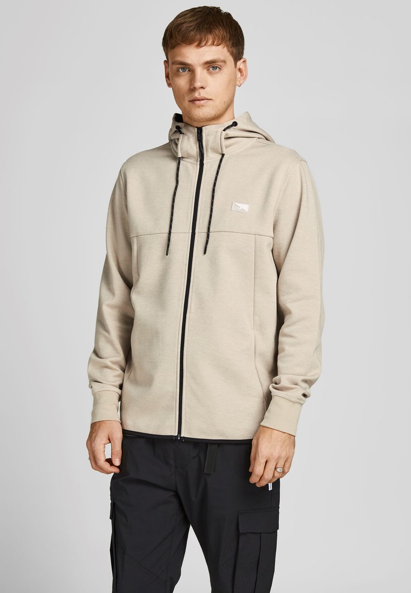 Jack & Jones JCOAIR HOOD - Felpa con zip - oxford tan melange