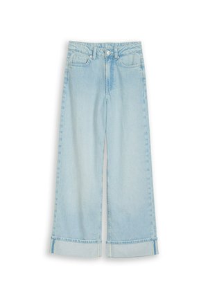 WIDE MIT TURN-UP - Flared Jeans - bleached blue denim