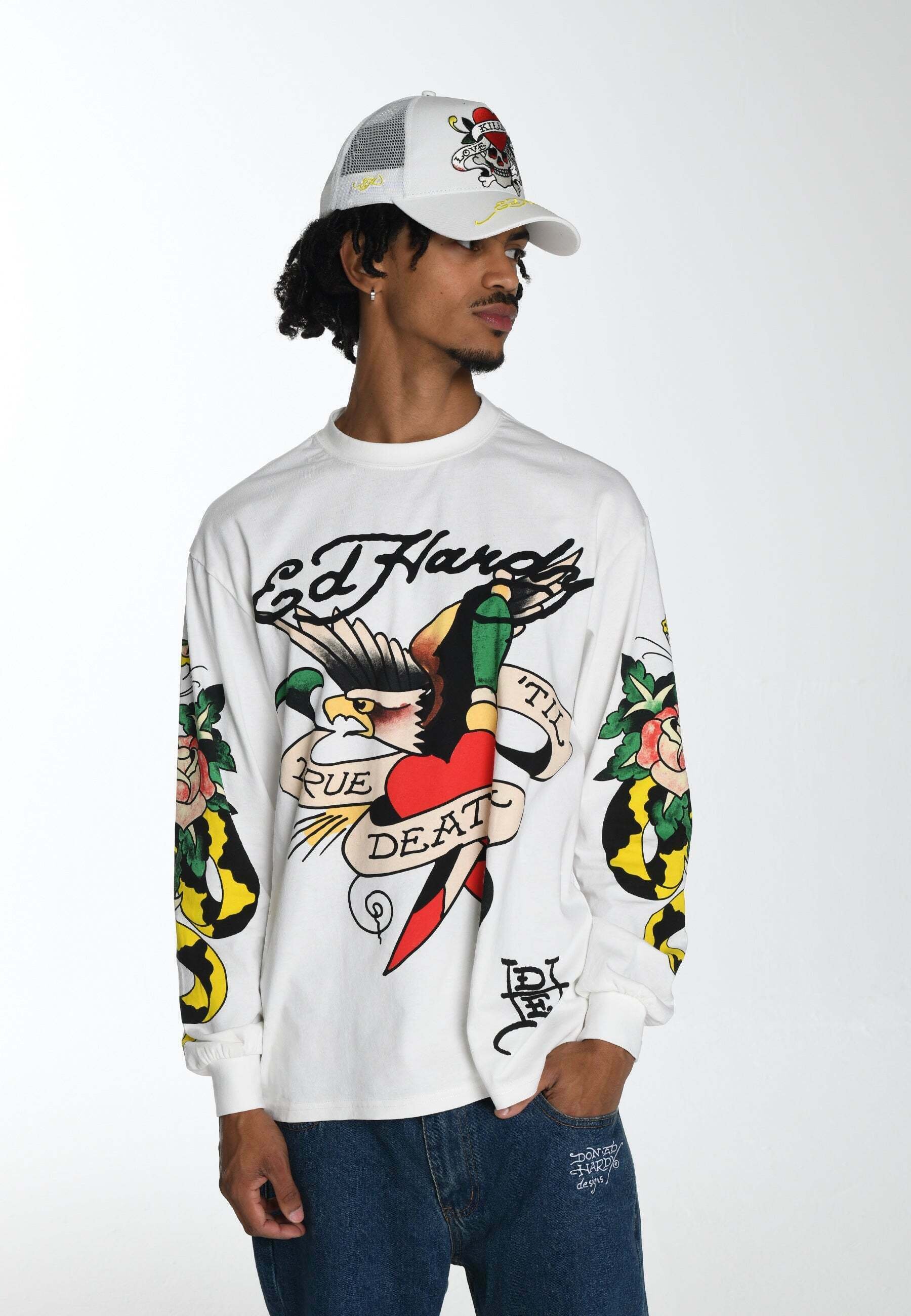 Ed Hardy TRUE-TILL-SNAKE LONG SLEEVE - Long sleeved top - white 