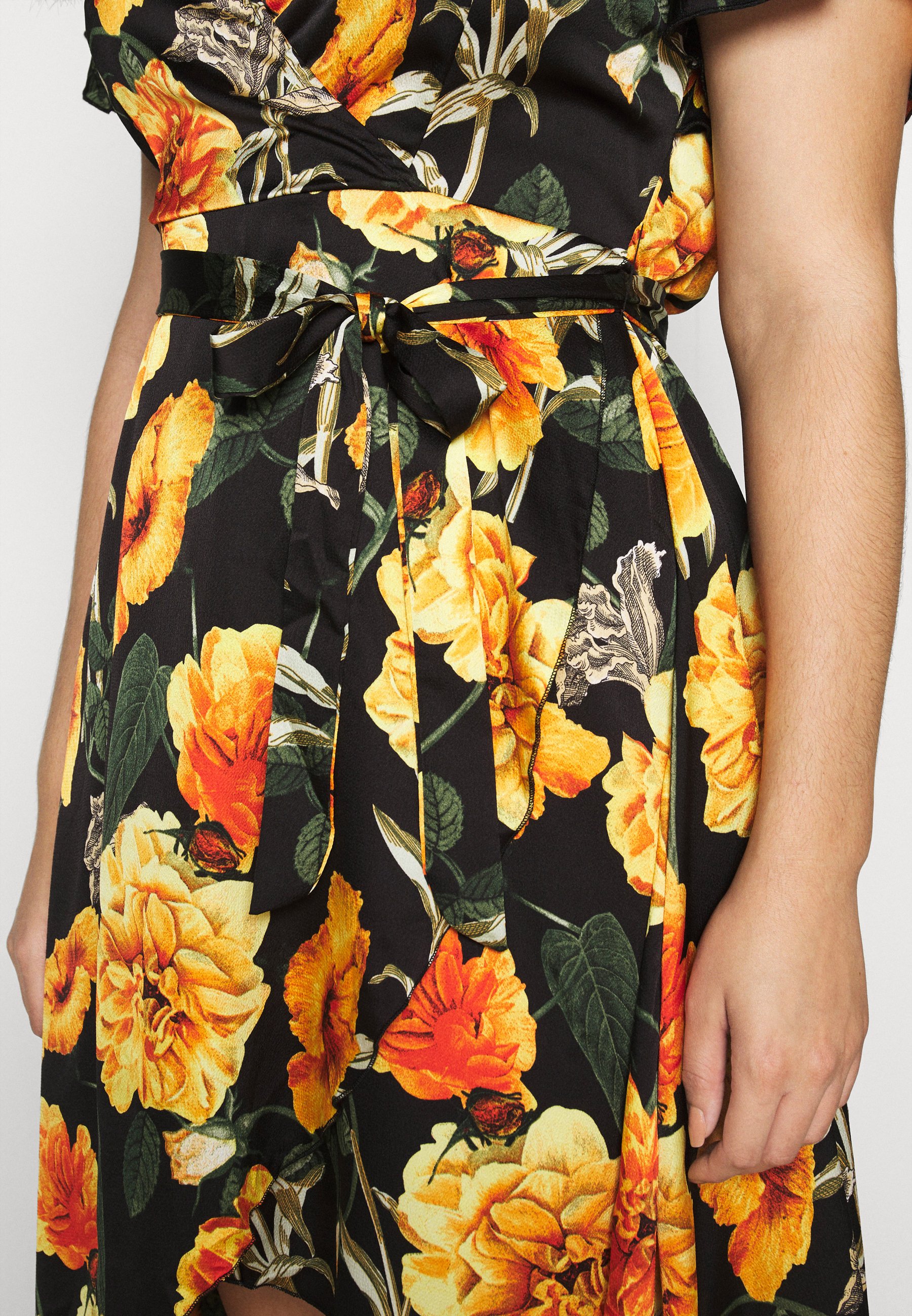 floral high low wrap dress