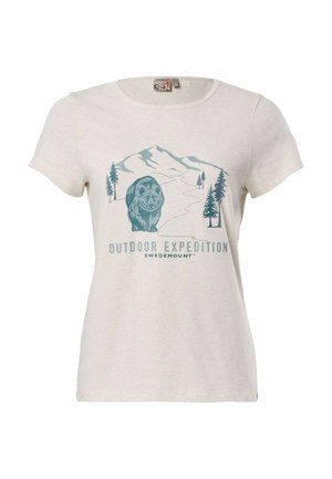Swedemount, FOREST TEE W - T-shirt print - beige melange bear