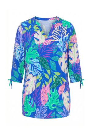 Angel of Style, TUNIKA, A-LINIE, DSCHUNGELBLÄTTER-MUSTER, 3/4-ÄRMEL - Blusa - blue