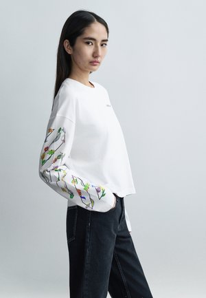 DIAG GLOWING FLOWER TEE - Μπλούζα με μακριά μανίκια - white