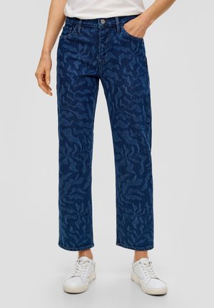 CROPPED CAROLIN MID RISE ALL-OVER-MUSTER - Straight leg jeans - blau