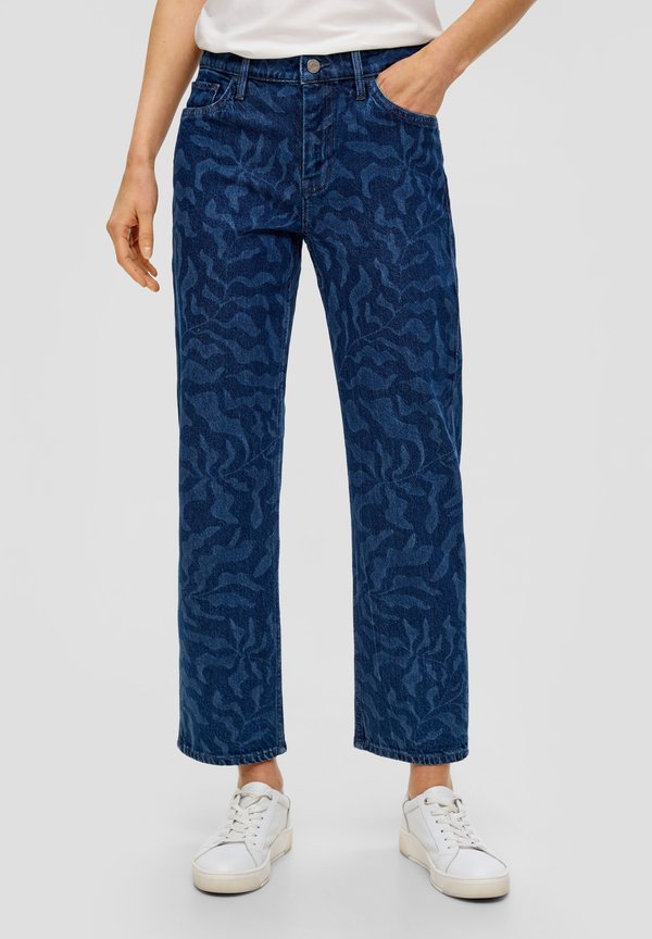 CROPPED CAROLIN MID RISE ALL-OVER-MUSTER - Jeans Straight Leg - blau