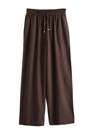 Next, TALL FIT - PULL ON WIDE LEG TROUSERS WITH LINEN  . - Pantalon classique - chocolate brown