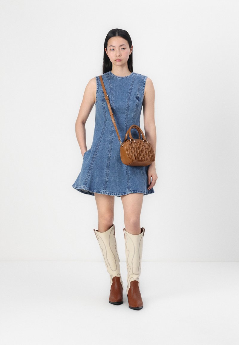 abercrombie mila denim dress Women's The A&F Mila Squareneck Denim Mini Dress | Women's Clearance