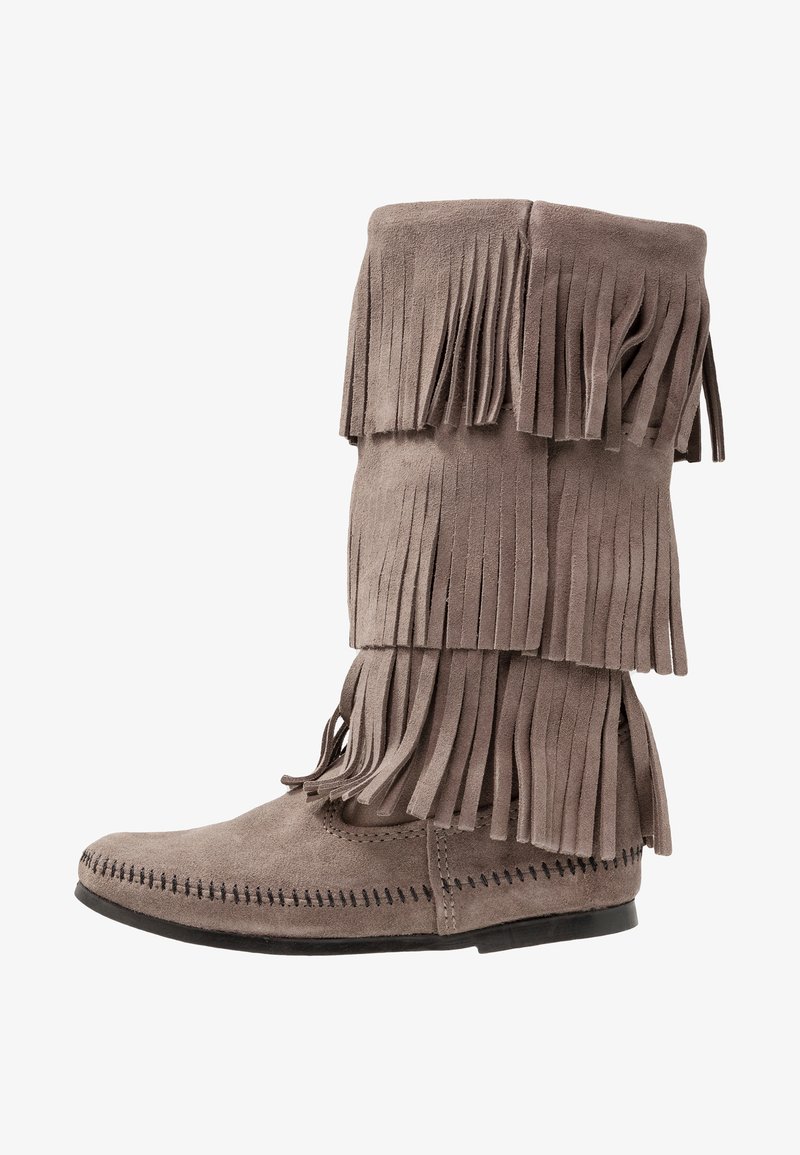 Minnetonka 3 Layer Fringe Kowbojki I Obuwie Motocyklowe Grey Szary Zalando Pl