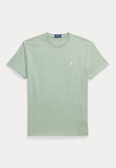 Ανοιχτό πράσινο κοντομάνικο T-shirt με στρογγυλή λαιμόκοψη και μικρό λευκό κεντημένο λογότυπο Polo Ralph Lauren στο αριστερό στήθος.