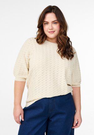 Zizzi MIT LOCHMUSTER - Lihtne T-särk - birch mel