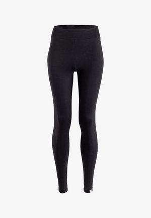 Mustad mustreid, elastset kangast retuusid kõrge vöökohaga ja siledast tekstuurist. Alumisel äärisel on väike logo.