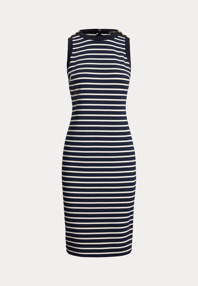 Lauren Ralph Lauren STRIPED SNAP‑TRIM PONTE SHEATH DRESS - Robe chemise ...