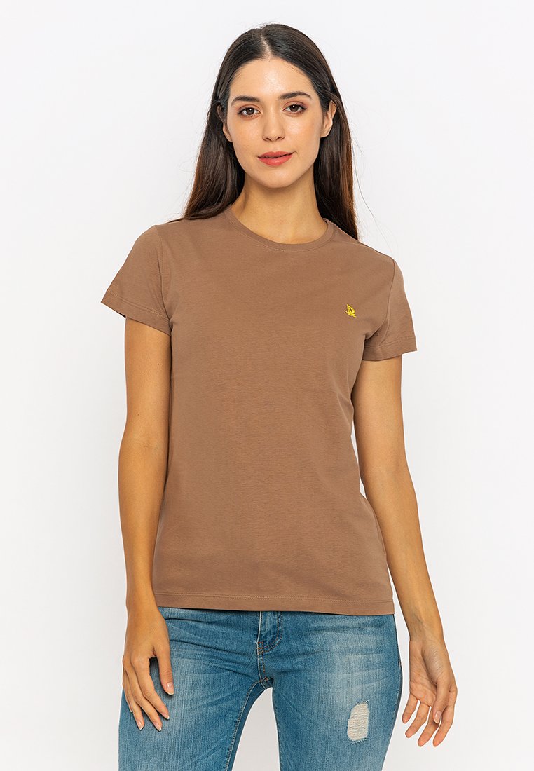 Damen T-Shirts | Giorgio Di Mare WOMEN'S 0 NECK T-SHIRT T-Shirt basic brown/hellbraun - MZ95507 Damen T-Shirts | Giorgio Di Mare WOMEN'S 0 NECK T-SHIRT T-Shirt basic brown/hellbraun - MZ95507