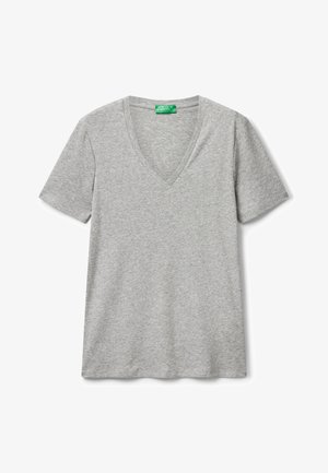 United Colors of Benetton WITH V-NECK - Jednoduché tričko - grey