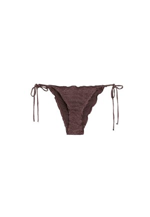 Massimo Dutti, SHIMMERY RUFFLED BIKINI BOTTOMS - Bas de bikini - dark brown