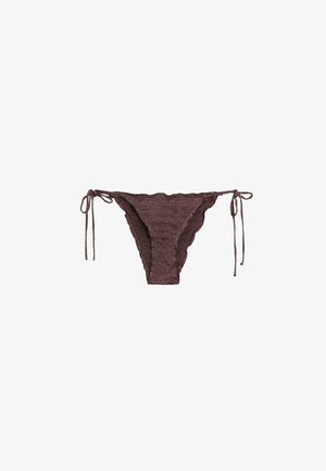 Massimo Dutti, SHIMMERY RUFFLED BIKINI BOTTOMS - Bikini pezzo sotto - dark brown