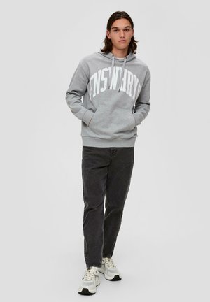 QS MIT FRONTPRINT - Hoodie - grau meliert