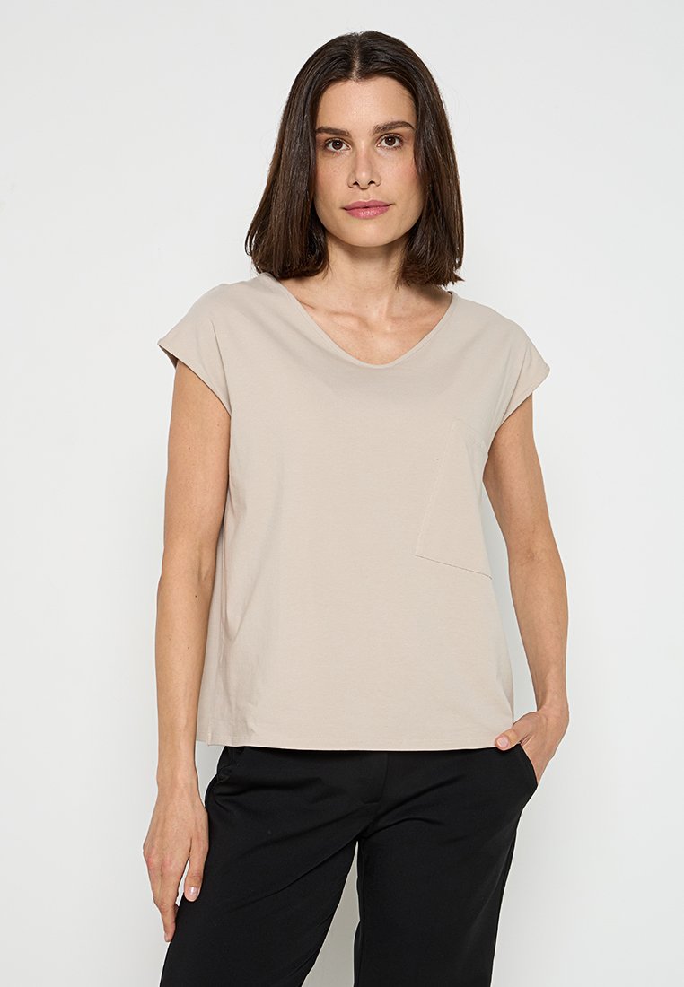 Sarah Pacini T-shirt basic zandkleur